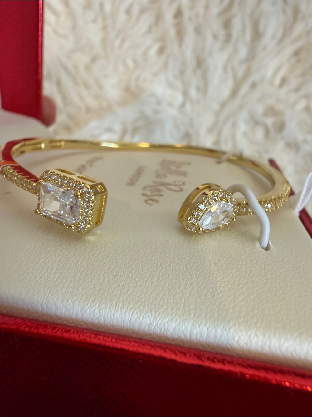 Gold Crystal Open Cuff Bracelet by Unbranded